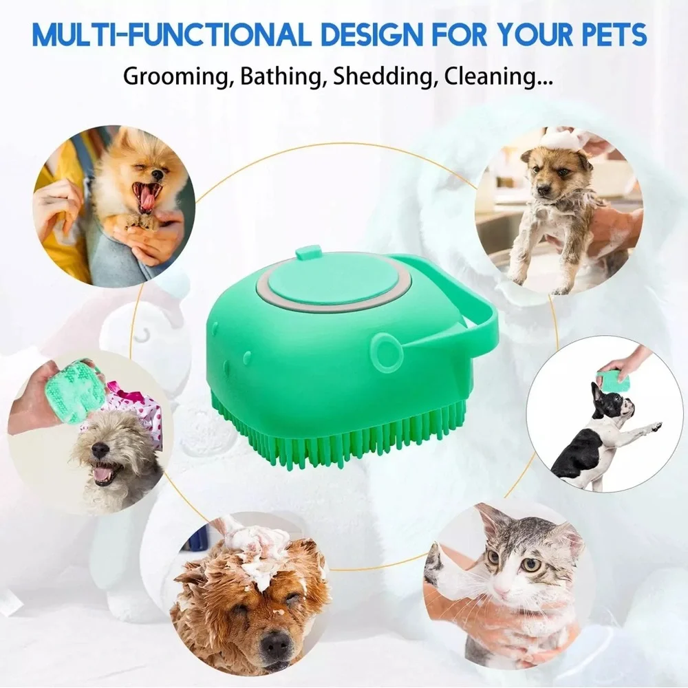 Pet grooming package, shower brush, hair remover glove